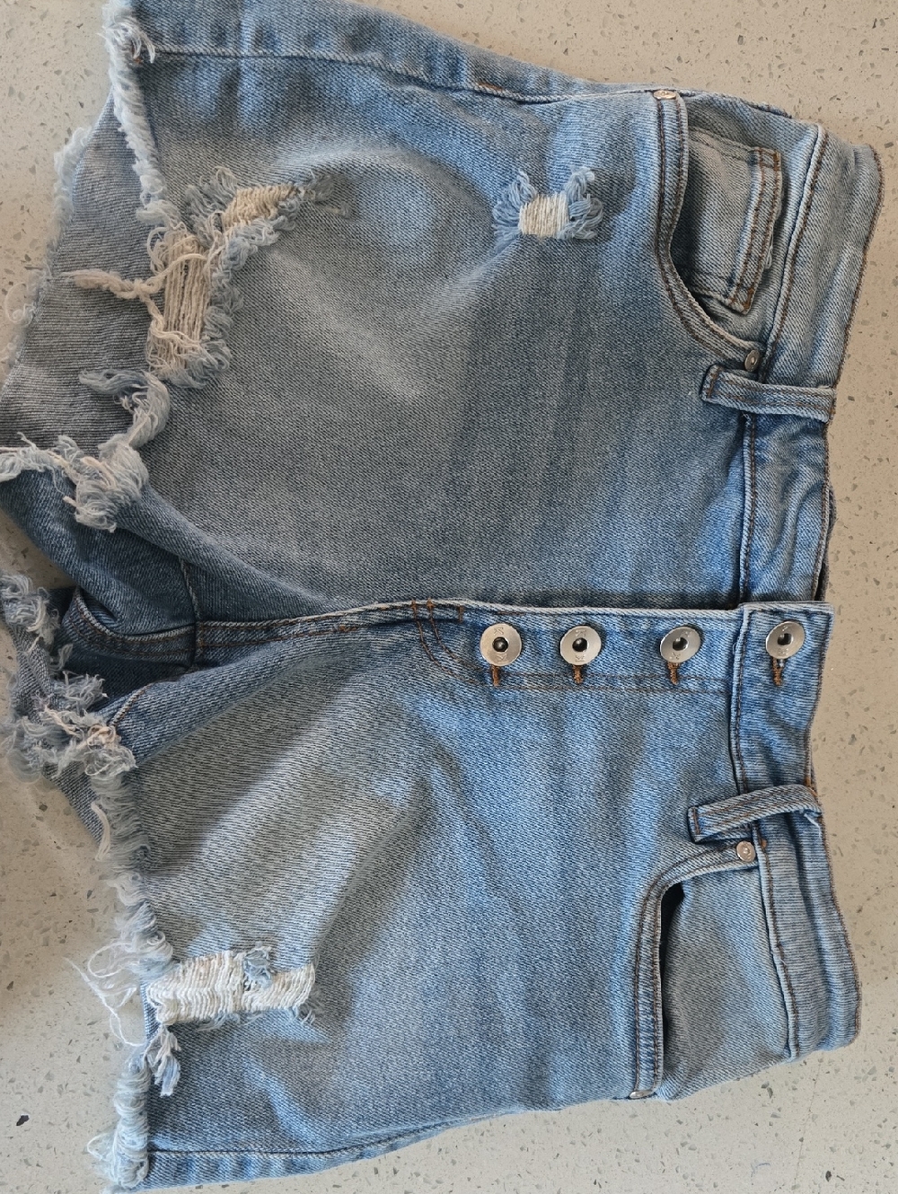 Kendall & Kylie Light Blue Distressed Button-Front Denim Shorts